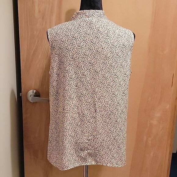 Donna Karan leopard print tie neck sleeveless blouse L - Picture 3 of 8